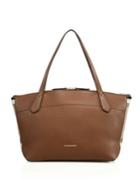 Burberry Welburn Medium Leather & Check Canvas Tote
