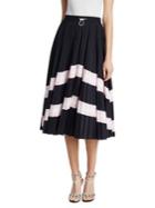 Valentino Pleated Striped Skirt