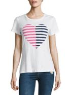 Sundry Striped Heart Cotton Graphic Tee
