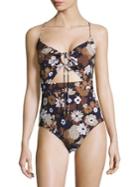 Michael Kors Collection Outline Floral One-piece Swimsuit