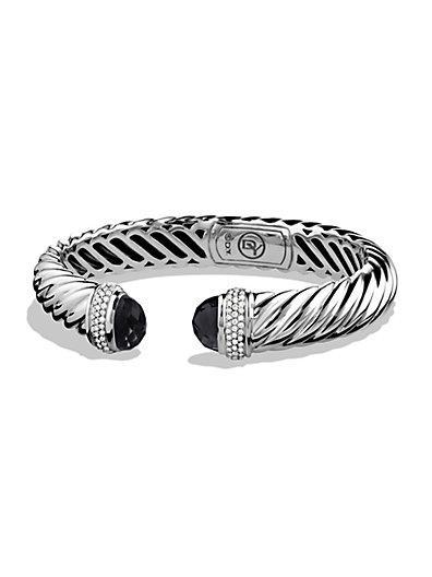 David Yurman Waverly Cable Bracelet With Black Onyx And Diamonds