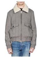 Ami Shearling-trim Wool-blend Bomber Jacket