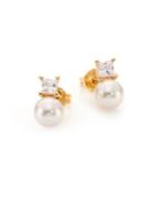 Majorica 8mm White Round Pearl & Crystal Stud Earrings