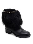 Valentino Fur & Leather Winter Boots