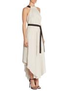Halston Heritage Sleeveless High Ruched Neck Gown