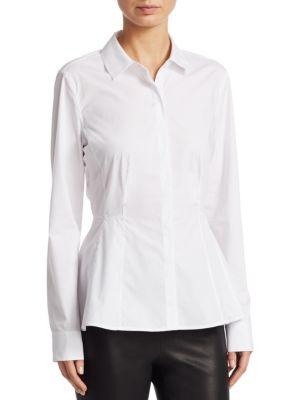 Saks Fifth Avenue Long Sleeve Cotton Peplum Shirt