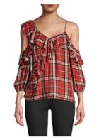 Bailey 44 Cross Country Plaid Cold-shoulder Top