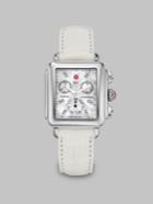 Michele Watches Deco Diamond, Mother-of-pearl, Stainless Steel & Alligator Chronograph Strap Watch
