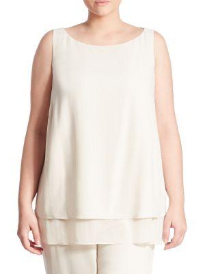 Eileen Fisher, Plus Size Layered Silk Shell