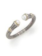 Konstantino Classic 10mm White Mabe Pearl, 18k Yellow Gold & Sterling Silver Cuff Bracelet