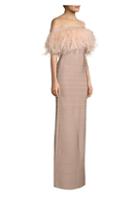 Herve Leger Off-the-shoulder Feather Bandage Gown