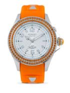 Kyboe Radiant Vitality Swarovski Crystal & Silicone Strap Watch/orange