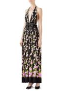 Gucci Embroidered Rose-print Halter Gown