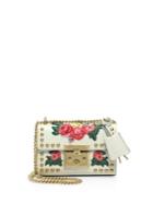 Gucci Padlock Floral-embroidered Studded Leather Chain Shoulder Bag