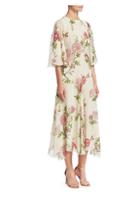 Giambattista Valli Rose-print Silk Midi Dress
