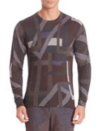 Etro Wool, Silk & Cashmere Grid Printed Sweater