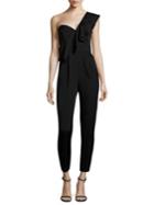 Milly One Shoulder Ruffled Silk-blend Jumpsuit