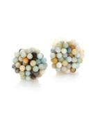 Kenneth Jay Lane Beaded Cluster Clip-on Button Earrings