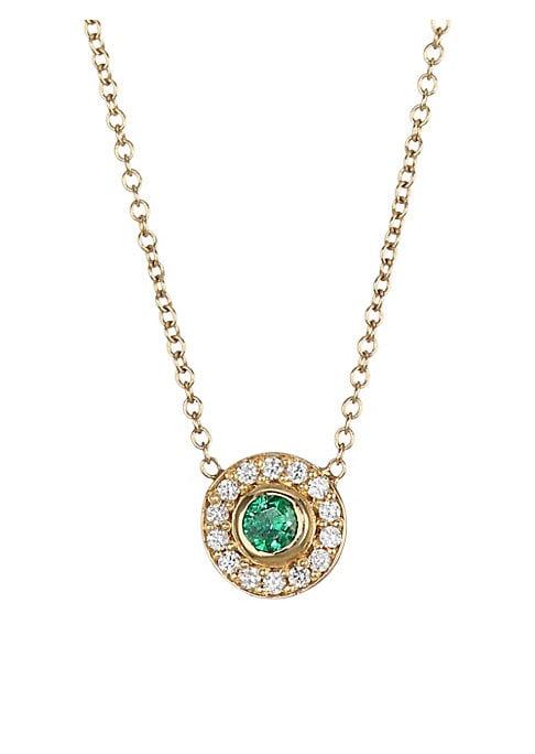 Zoe Chicco 14k Gold, Emerald & Diamond Pendant Necklace