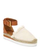 See By Chloe Glyn Frayed Canvas & Leather Ankle-strap Platform Espadrilles
