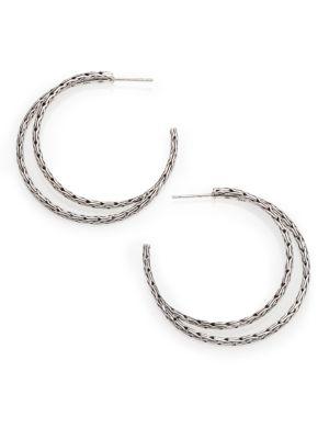 John Hardy Classic Chain Sterling Silver Hoop Earrings/1.5