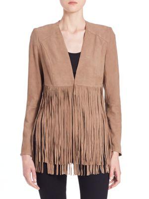 Lamarque Suede Fringe Blazer