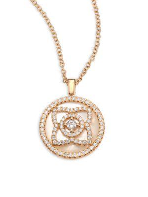 De Beers Enchanted Lotus Reversible Diamond & Mother-of-pearl Pendant Necklace