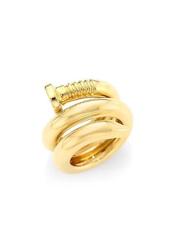 David Webb Toolchest 18k Yellow Gold Nail Ring
