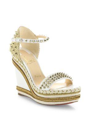 Christian Louboutin Madmonica 120 Spiked Leather Espadrille Wedge Platform Sandals