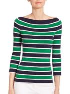 Michael Kors Collection Striped Cashmere Boatneck Sweater