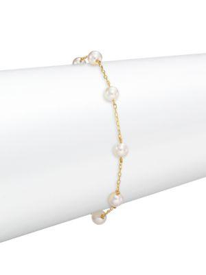 Mikimoto Pearl & Gold Chain Bracelet