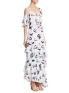 Ml Monique Lhuillier Asymmetric Floral Gown