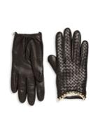 Portolano Intrecciato-weave Leather Gloves