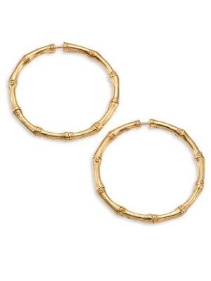 John Hardy Bamboo Medium 18k Yellow Gold Hoop Earrings/1.25