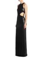 Halston Heritage Fitted Sequined Evening Gown