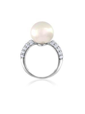 Majorica 12mm White Pearl & Crystal Ring