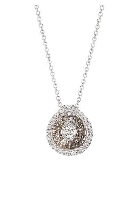 Pleve Aura 18k White Gold & Diamond Pear Pendant Necklace