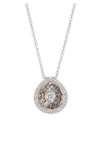 Pleve Aura 18k White Gold & Diamond Pear Pendant Necklace