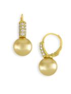 Majorica 10mm Champagne Pearl And Crystal Drop Earrings