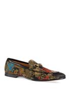 Gucci New Jordaan Print Leather Loafers