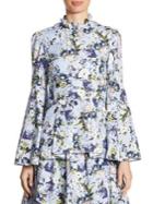 Erdem Miriam Floral-print Bell-sleeve Cotton Top