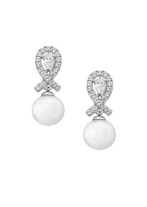 Majorica Exquisite Crystal & Faux-pearl Ribbon Drop Earrings