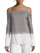 Lafayette 148 New York Amy Striped Off-the-shoulder Blouse