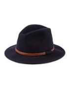 Saks Fifth Avenue Collection Braided Leather Band Wool Felt Fedora