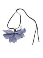 Marni Flower Pendant Leather Necklace