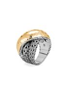 John Hardy Chain 18k Gold & Silver Crossover Ring