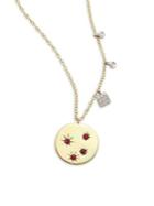 Meira T Diamond & Ruby Disc Necklace
