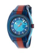 Gucci Transparent Nylon & Striped Rubber Strap Watch/blue