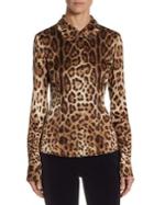 Dolce & Gabbana Leopard Print Silk Blouse