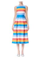 Carolina Herrera Silk Stripe Open Back Midi Dress